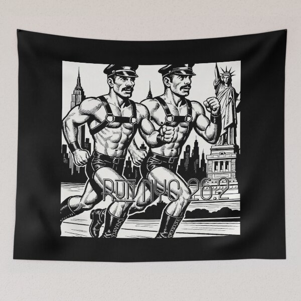 Item preview, Gay Leather Daddy Marathoners Defiant Currency Champions of Pride NYC 26.2 Tom of Finland Tribute Gay Pride Graphic Design designed and sold by ItsAKinkThing.