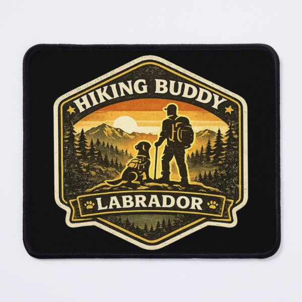 Item preview, Labrador Hiking Buddy – Retro Golden Badge | Dog Dad Outdoor Gift designed and sold by PawPrintCustom.