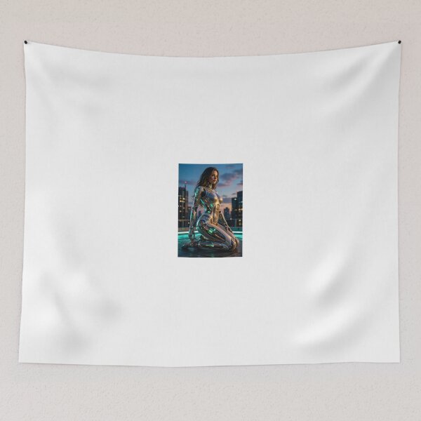 Item preview, Cyborg Woman Kneeling at City Dusk designed and sold by CathryneDelamort.