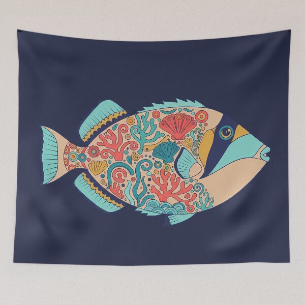 Item preview, Colorful Picasso Triggerfish – Folk Art by heidiannemorris © designed and sold by FOLK ART FUSION by heidiannemorris.