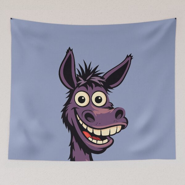 Item preview, Funny Cartoon Donkey Face – Cute Crazy Animal Character Illustration designed and sold by Stef Ringoot, cartoons and illustrations.