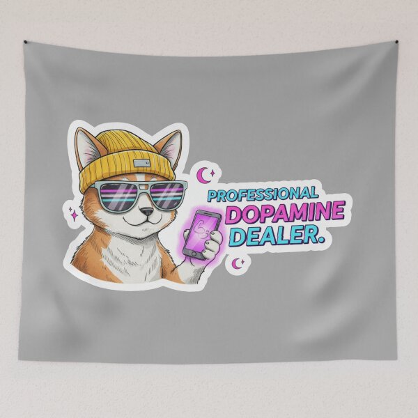 Item preview, Professional Dopamine Dealer  Shiba Sticker - tronic Doge Meme & Neon Aesthetic designed and sold by Ishqkidua.