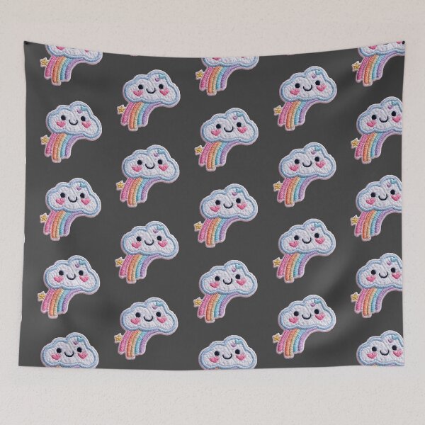 Item preview, Happy pastel cloud and rainbow embroidery patch designed and sold by MendaciousMina.