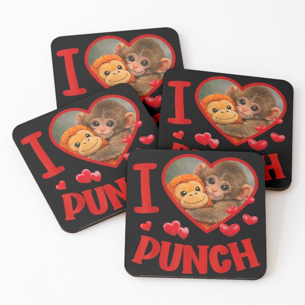 Item preview, Cute Baby Monkey Hugging Plush Toy I Love Punch Heart Aesthetic designed and sold by NgumohaLanke.
