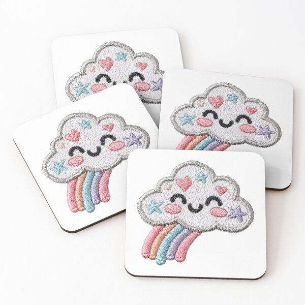 Item preview, Happy pastel cloud and rainbow embroidery patch designed and sold by MendaciousMina.