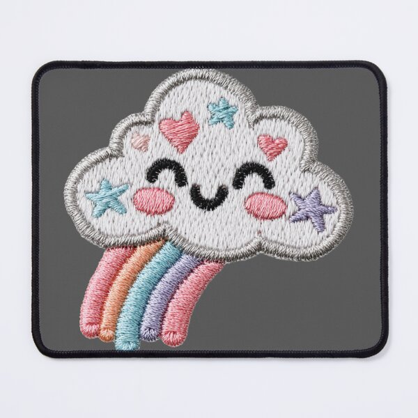Item preview, Happy pastel cloud and rainbow embroidery patch designed and sold by MendaciousMina.
