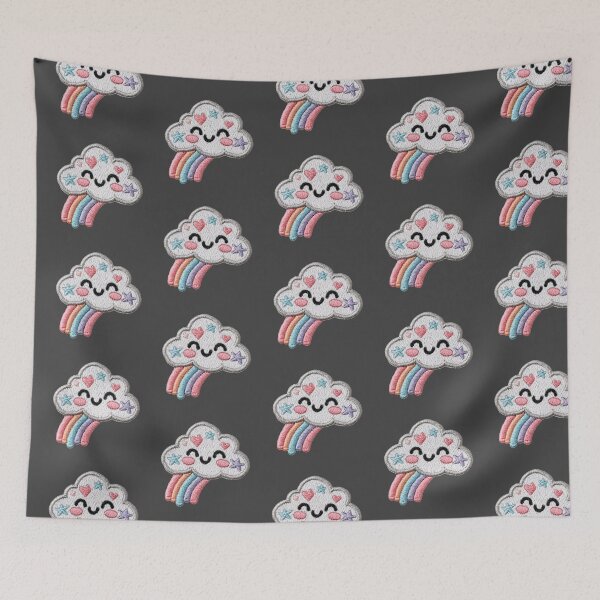 Item preview, Happy pastel cloud and rainbow embroidery patch designed and sold by MendaciousMina.