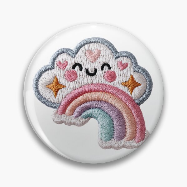 Item preview, Happy pastel cloud and rainbow embroidery patch designed and sold by MendaciousMina.