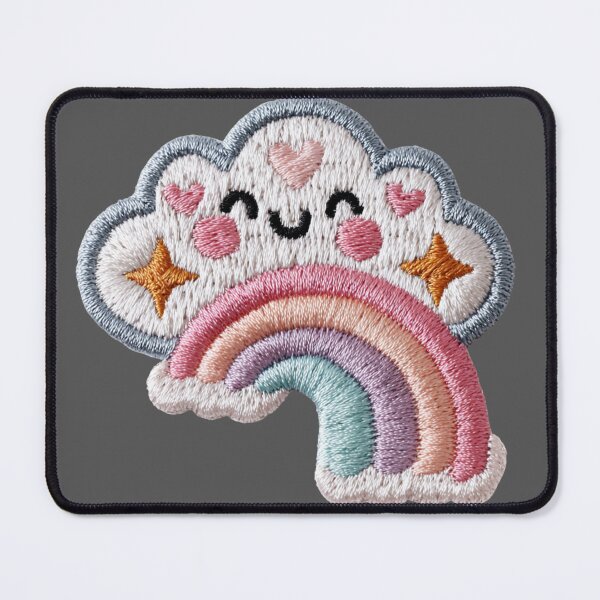 Item preview, Happy pastel cloud and rainbow embroidery patch designed and sold by MendaciousMina.