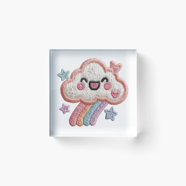Item preview, Happy pastel cloud and rainbow embroidery patch designed and sold by MendaciousMina.