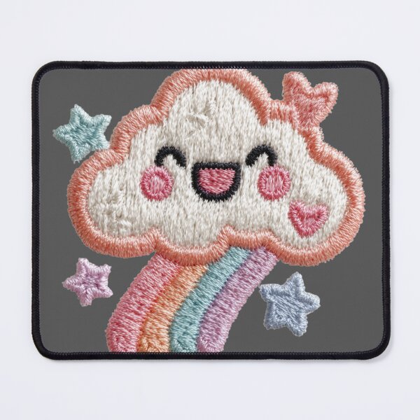 Item preview, Happy pastel cloud and rainbow embroidery patch designed and sold by MendaciousMina.