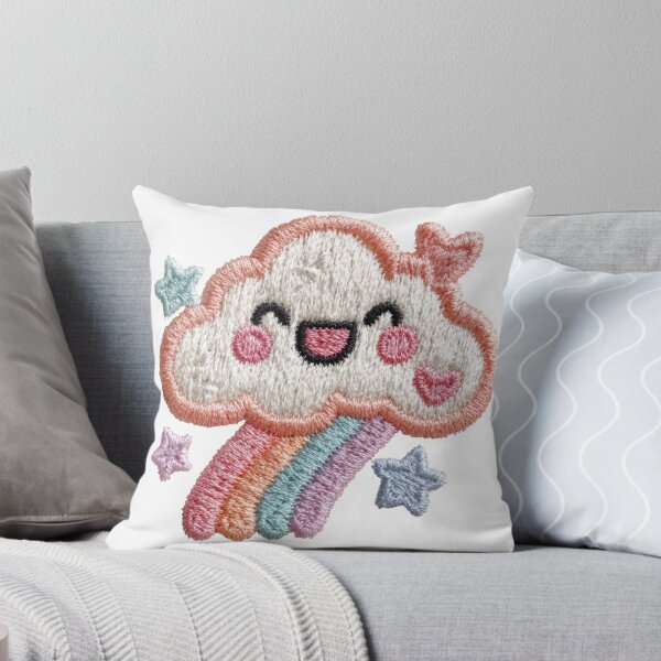 Item preview, Happy pastel cloud and rainbow embroidery patch designed and sold by MendaciousMina.