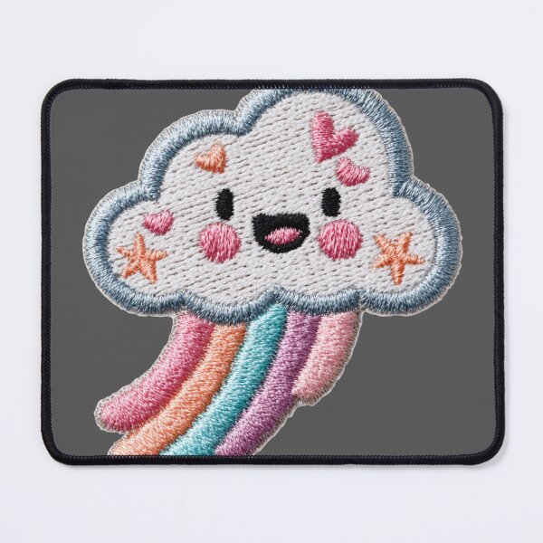 Item preview, Happy pastel cloud and rainbow embroidery patch designed and sold by MendaciousMina.