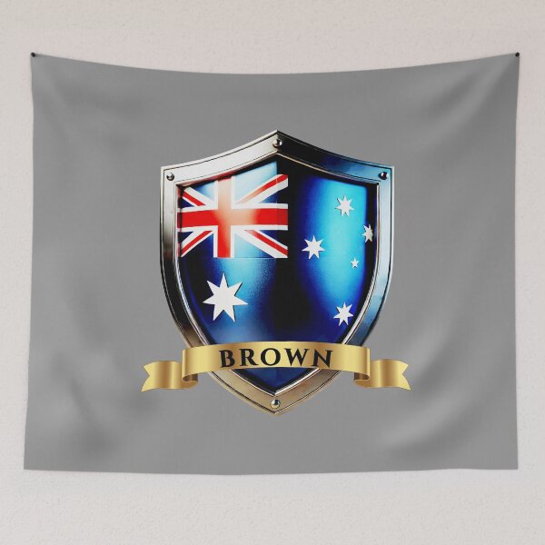Item preview, Brown Australia Surname Shield designed and sold by Highlandkings.