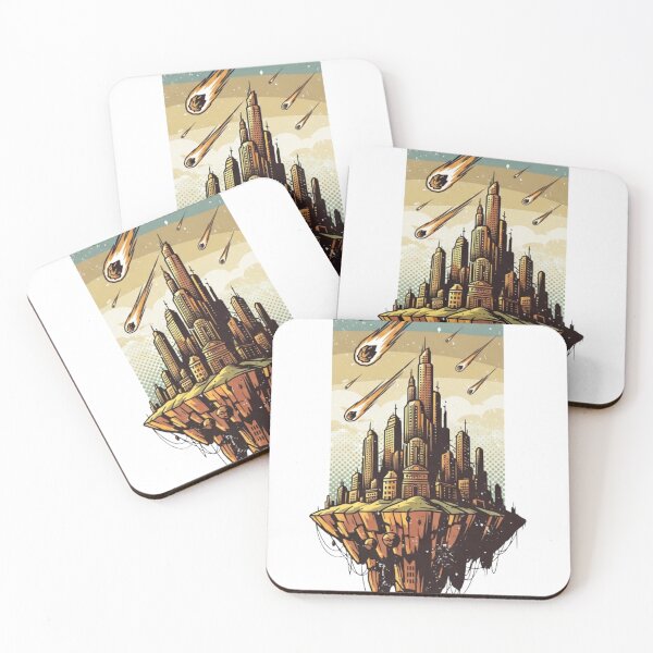 Item preview, Floating City in the Sky T-Shirt – Apocalyptic Sci-Fi Fantasy Island Art Print designed and sold by Dzblack.