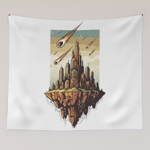 Item preview, Floating City in the Sky T-Shirt – Apocalyptic Sci-Fi Fantasy Island Art Print designed and sold by Dzblack.