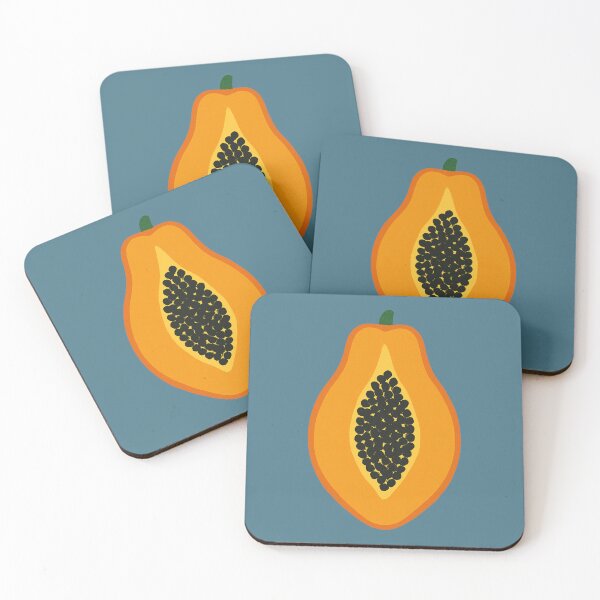 Item preview, Papaya Art Print – Teal Blue Tropical Kitchen Decor designed and sold by Aloloco.