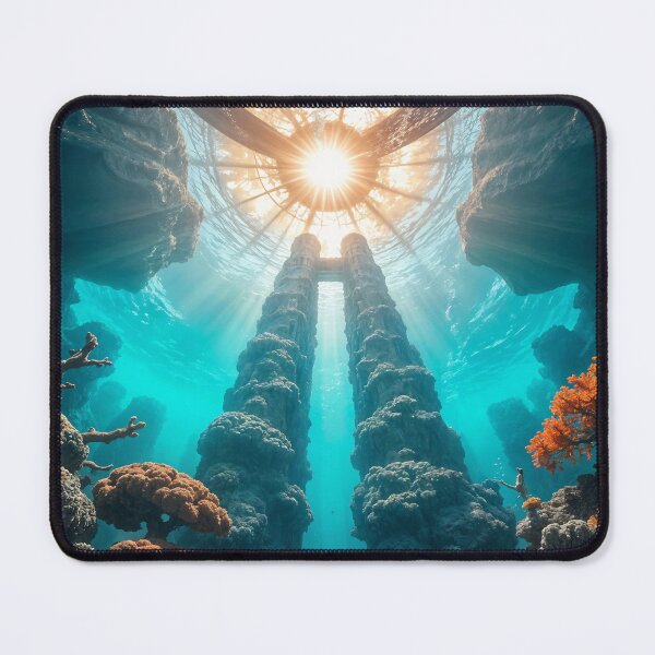Item preview, Underwater cathedral of coral, shades of turquoise and pearl shimmering through currents, mythic aquatic fantasy, cinematic realism — SHADES designed and sold by ShaDeS-AI-Art.