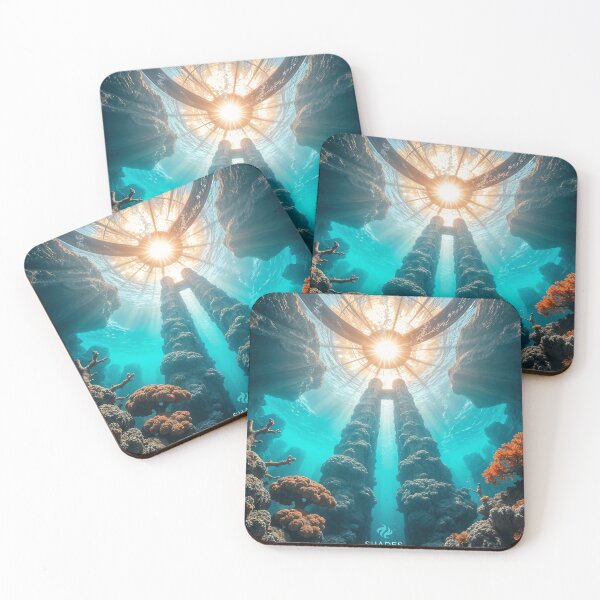 Item preview, Underwater cathedral of coral, shades of turquoise and pearl shimmering through currents, mythic aquatic fantasy, cinematic realism — SHADES designed and sold by ShaDeS-AI-Art.