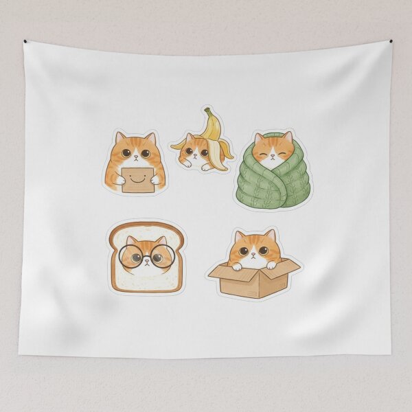 Item preview, Funny Orange Cat Sticker Pack - Banana & Smile designed and sold by ahabboud.