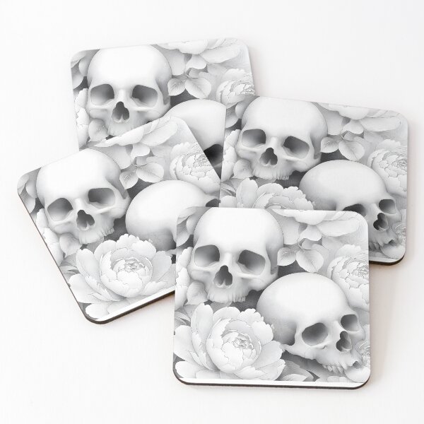 Item preview, Gothic Skulls Surrounded By Detailed Peony Flowers designed and sold by Shoot-The-Moon.