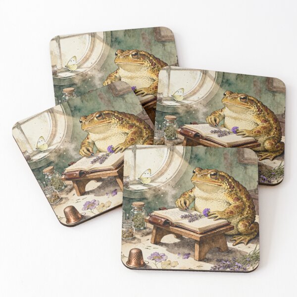 Item preview, Cozy Toad Pressing Flowers - Cottagecore Art designed and sold by PictorialWhimsy.