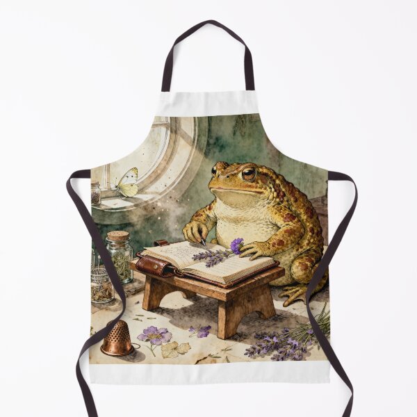 Item preview, Cozy Toad Pressing Flowers - Cottagecore Art designed and sold by PictorialWhimsy.