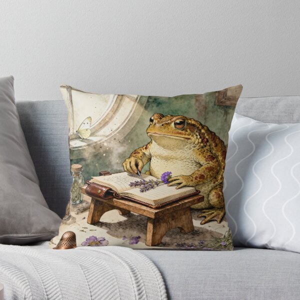 Item preview, Cozy Toad Pressing Flowers - Cottagecore Art designed and sold by PictorialWhimsy.