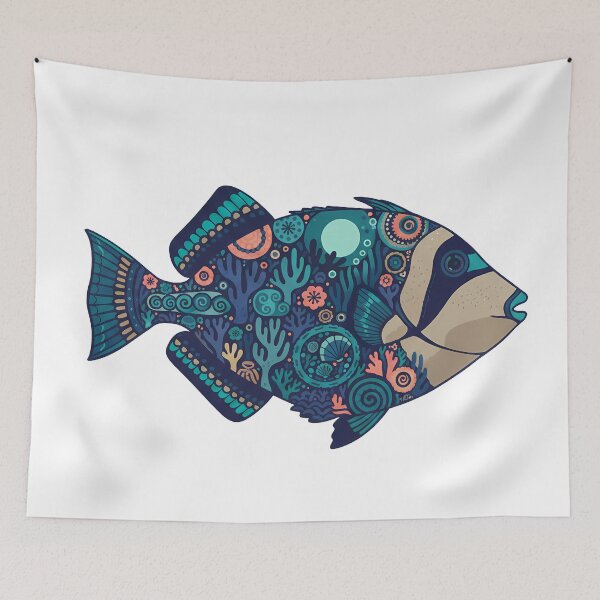 Item preview, Colorful Picasso Triggerfish – Folk Art by heidiannemorris © designed and sold by FOLK ART FUSION by heidiannemorris.