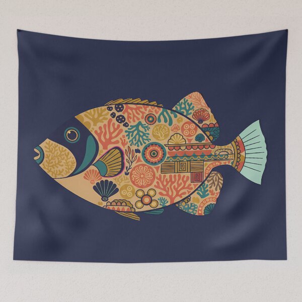 Item preview, Colorful Picasso Triggerfish – Folk Art by heidiannemorris © designed and sold by FOLK ART FUSION by heidiannemorris.