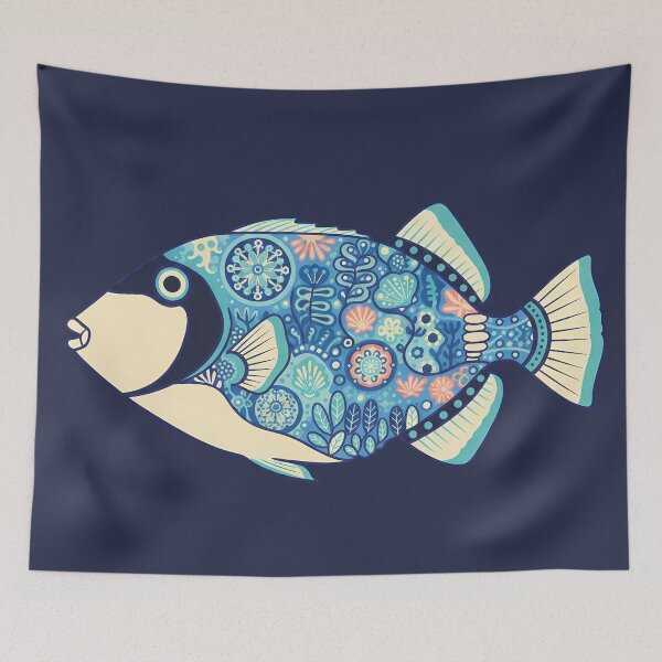 Item preview, Colorful Picasso Triggerfish – Folk Art by heidiannemorris © designed and sold by FOLK ART FUSION by heidiannemorris.