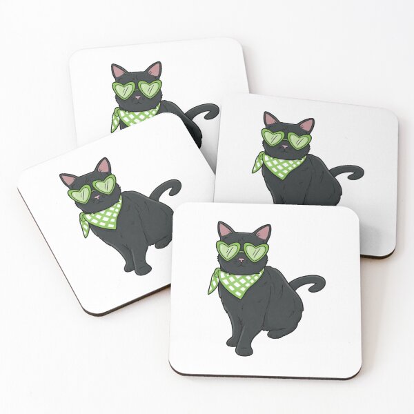 Item preview, Cool Black Cat with Green Heart Sunglasses designed and sold by BorowskiLab.