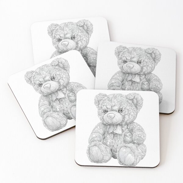 Item preview, Intricate Floral Teddy Bear Line Art Illustration designed and sold by Shoot-The-Moon.