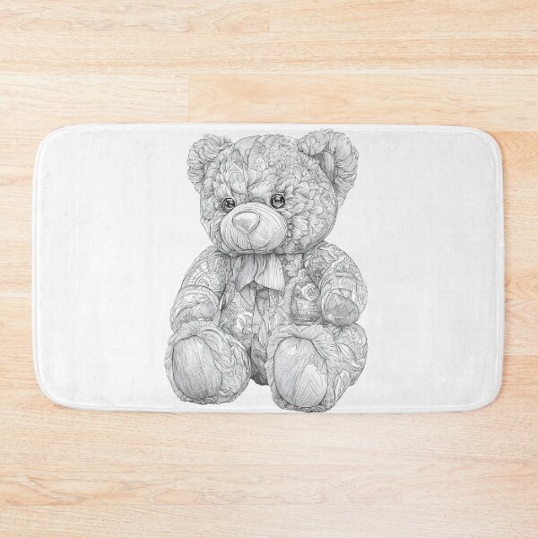 Item preview, Intricate Floral Teddy Bear Line Art Illustration designed and sold by Shoot-The-Moon.
