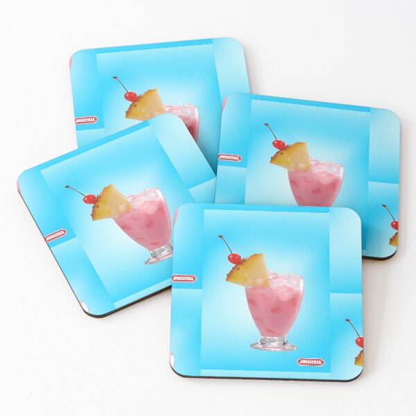 Item preview, Vintage Retro Drink 80s Blue and Pink Pineapple Drink Photo Angostura Advertisement designed and sold by Plastic Memory Archive.