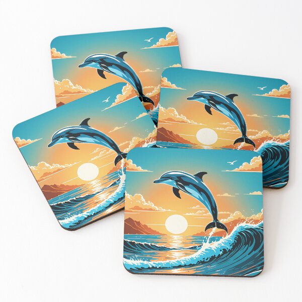 Item preview, Majestic Dolphin Jumping at Sunset - Vibrant Ocean Wave Art designed and sold by DesignsByDessie.