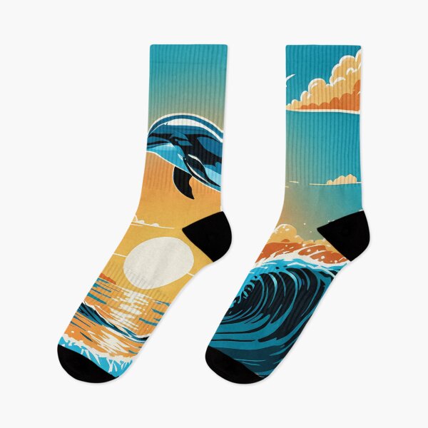 Item preview, Majestic Dolphin Jumping at Sunset - Vibrant Ocean Wave Art designed and sold by DesignsByDessie.