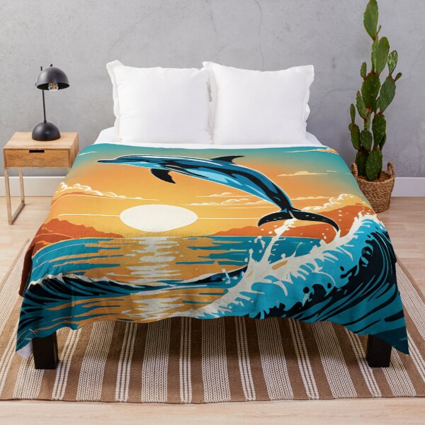 Item preview, Majestic Dolphin Jumping at Sunset - Vibrant Ocean Wave Art designed and sold by DesignsByDessie.