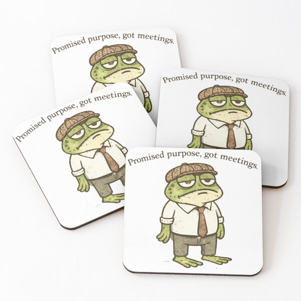 Item preview, Promised Purpose, Got Meetings - Burntout 9-5 Office Frog Wage Meme designed and sold by Envision Designs.