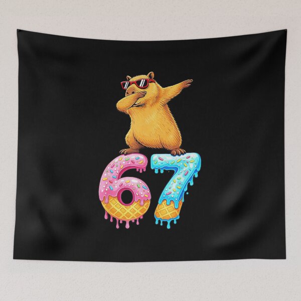 Item preview, 67 Funny Capybara Birthday Number Cute Dab Style  designed and sold by gladysenglish.