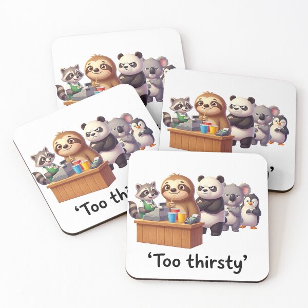 Item preview, SLOTH Too Thirsty Funny Animals Tee | Sloth Panda Raccoon Koala Party Bar T-Shirt designed and sold by CryptoCactus.