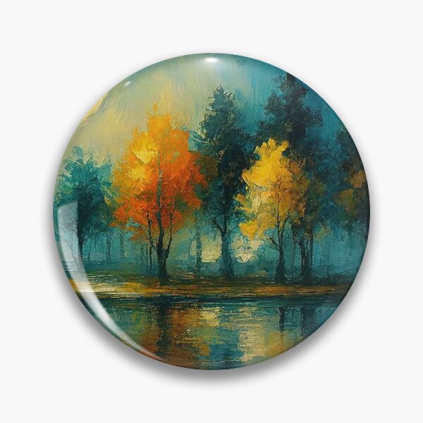 Item preview, Moonlit Autumn Trees by the Water – Night Landscape Art designed and sold by Joey Santiago.