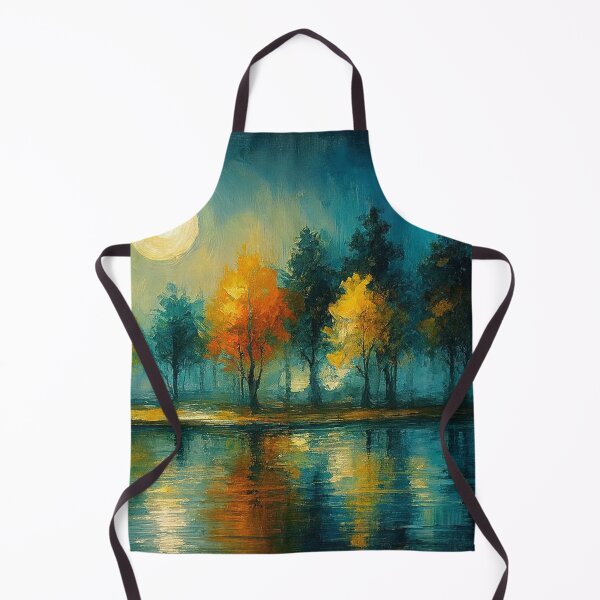 Item preview, Moonlit Autumn Trees by the Water – Night Landscape Art designed and sold by Joey Santiago.