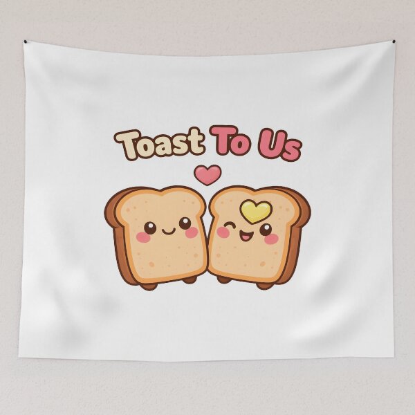 Item preview, Cute Toast To Us Kawaii Bread Love Design. designed and sold by The-T-In-Retro.