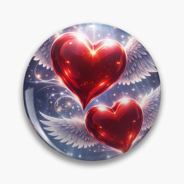Item preview, Divine Love: Winged Crimson Hearts Under Starlight designed and sold by Dreamy Armine Art.