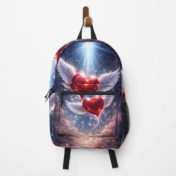 Item preview, Divine Love: Winged Crimson Hearts Under Starlight designed and sold by Dreamy Armine Art.