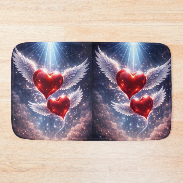 Item preview, Divine Love: Winged Crimson Hearts Under Starlight designed and sold by Dreamy Armine Art.