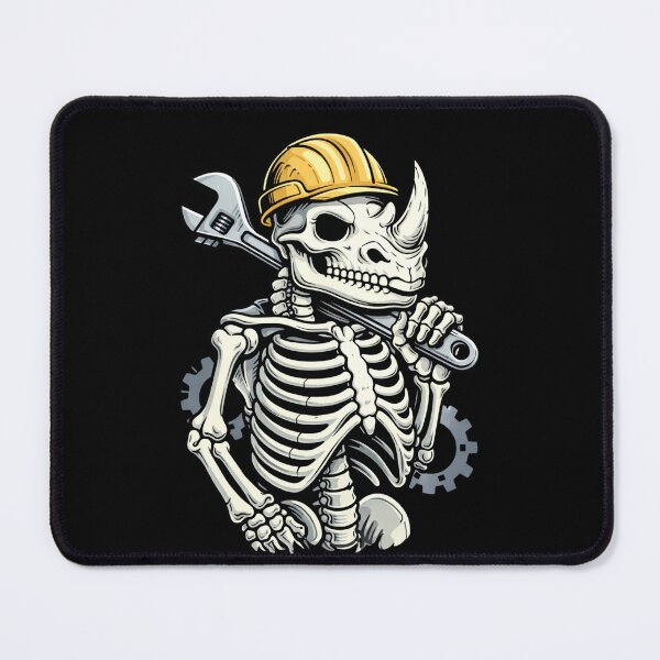 Item preview, Rhino Skeleton Mechanic – Industrial Blue Collar Worker Aesthetic Art designed and sold by ColorSplash123.