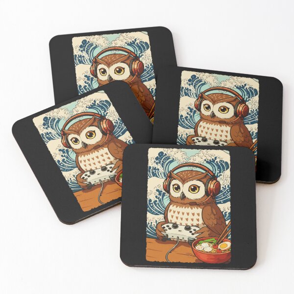 Item preview, Gaming Owl Cute Animal Gamer Illustration With Headset And Ramen  designed and sold by JEFDodsonArt.