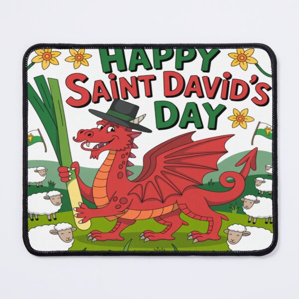 Item preview, Happy St David's Day Cute Red Welsh Dragon designed and sold by Midnight Veil Designs.
